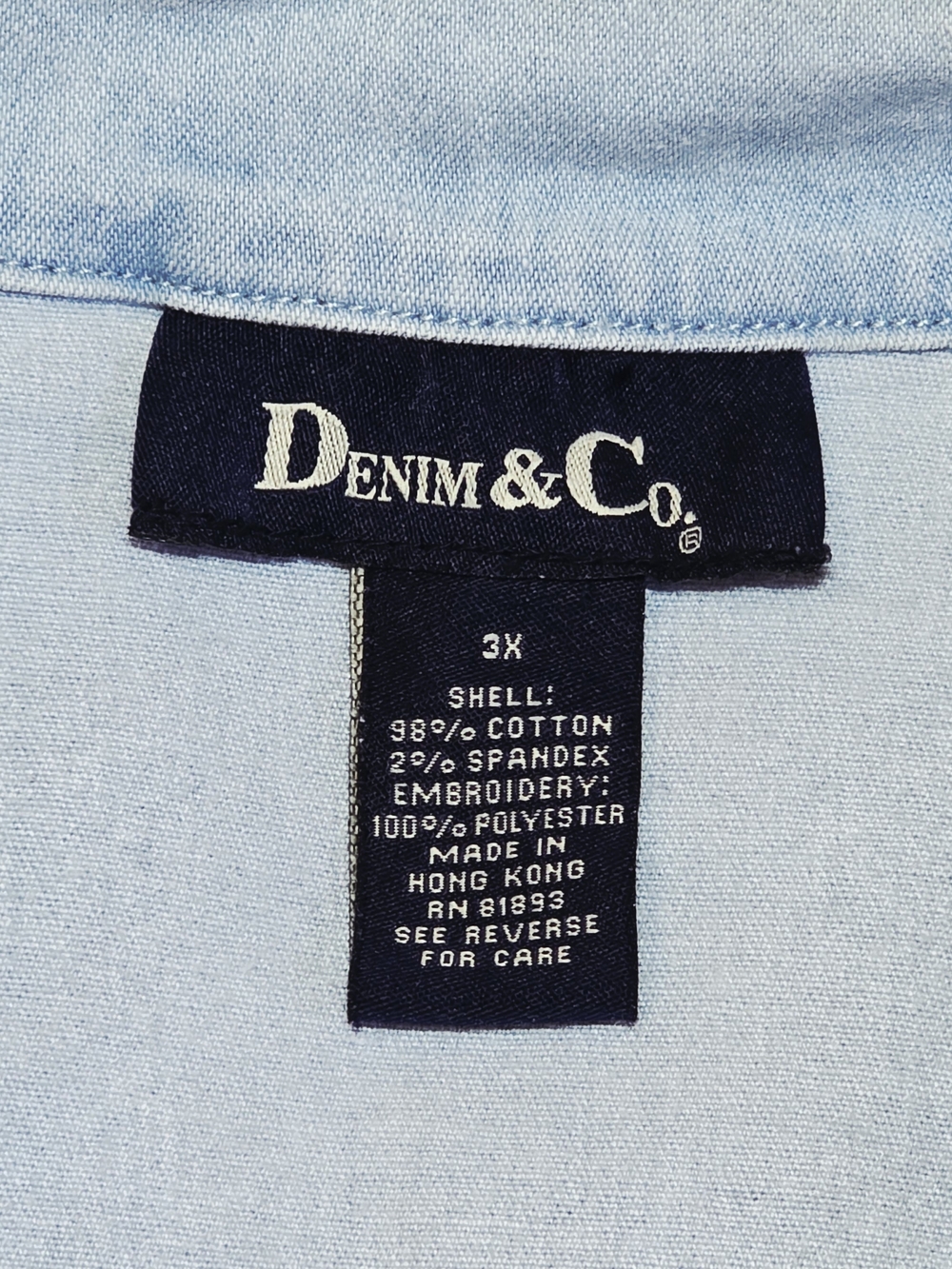 Denim&Co Light Blue Embellished Collar Denim Blazer - Picture 7 of 12